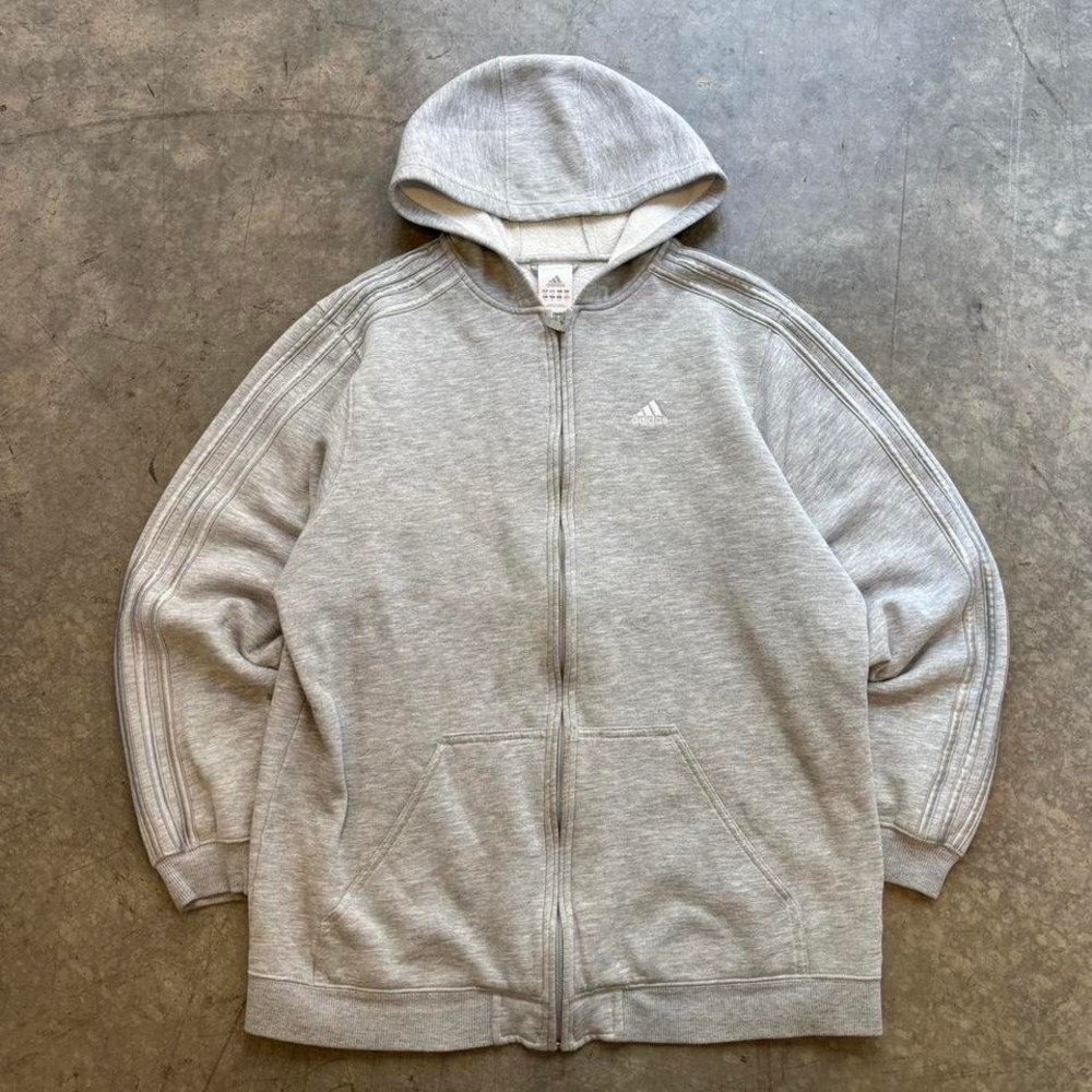 Vintage y2k Adidas Zip Up Active Workout Gray Hoodie Size XL
